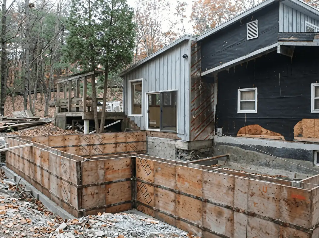 Prepared site with foundation forms for home remodeling and addition project in Bakersfield, CA